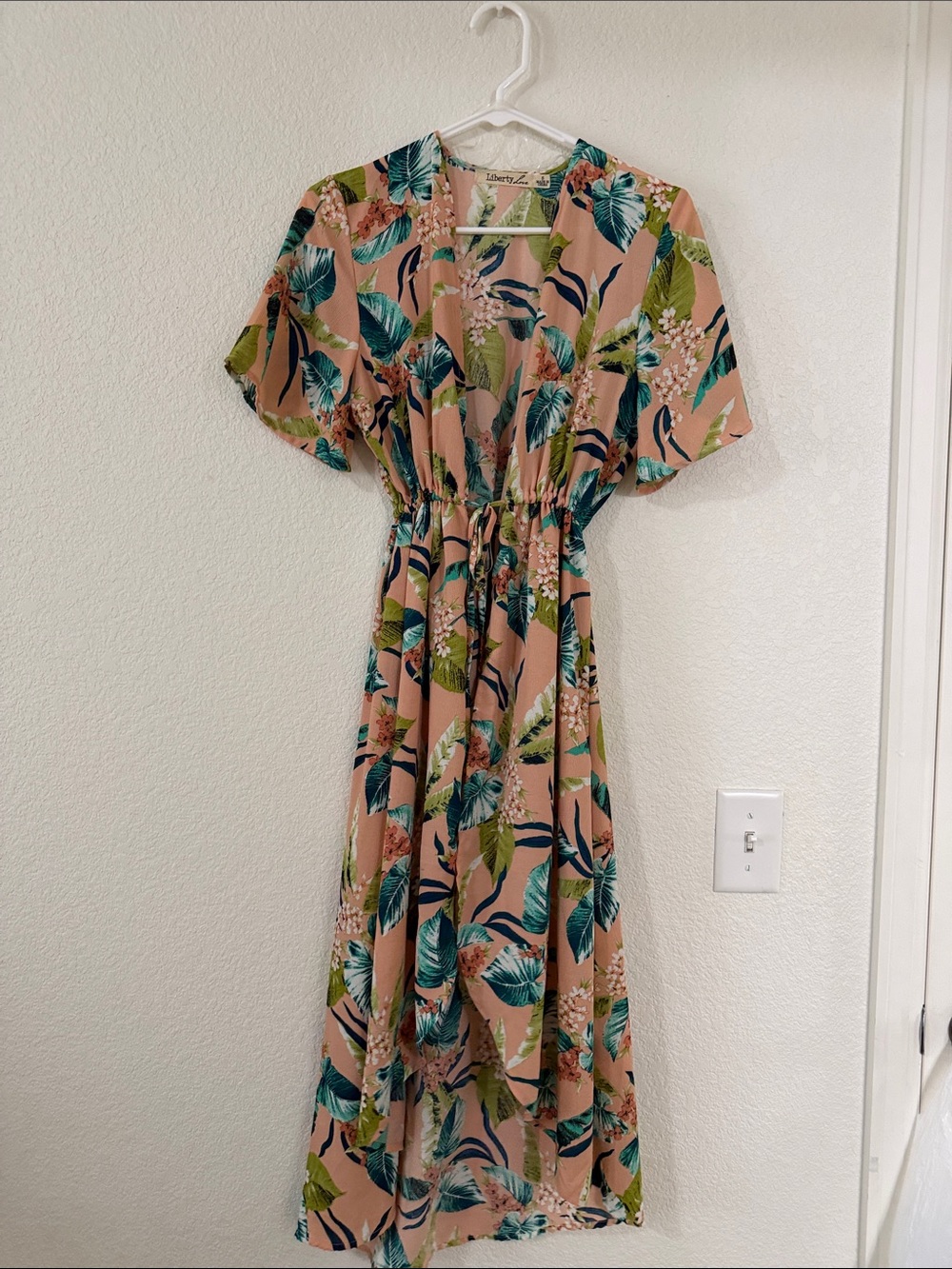Liberty Love Blush Pink Tropical Leaf Maxi Dress